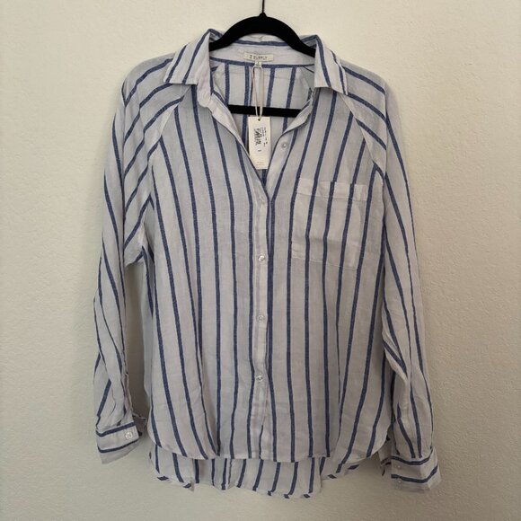 Z Supply Perfect Linen Striped Top (Palace Blue) (Small) NWT - Picture 8 of 8